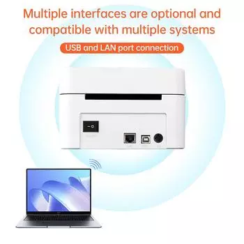 Настольный термопринтер для этикеток размером 4x6 дюймов. Печать этикеток в упаковке «Все в одном». W-UK-1 белый