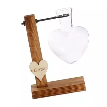 Настольный террариум для растений, стеклянная ваза для растений с деревянной подставкой style 6