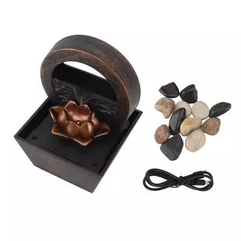 Настольный USB-фонтан со светодиодной подсветкой, золотой цветок, украшение, каменный фонтан, украшения