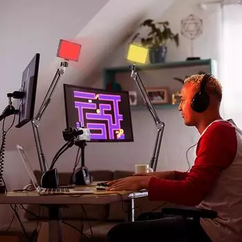 Настольный USB-комплект освещения для видеоконференций с 2 * светодиодными видеолампами 3200K5600K с регулируемой яркостью + 2 * стол 2 Sets