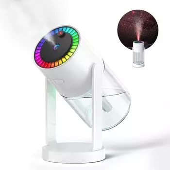 Настольный увлажнитель воздуха с небольшой регулировкой угла наклона, звездное небо, ультразвуковой ароматизатор, легкое управление, 2 уровня, 7 цветов светодиодов, предотвращает утечку воды, питание от USB, мини-увлажнитель, легкое управление