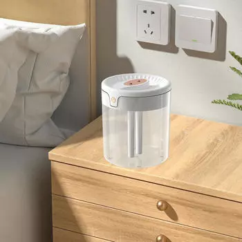 Настольный увлажнитель воздуха с резервуаром для воды объемом 2 л, функцией подачи тумана и ночником для использования в помещении белый