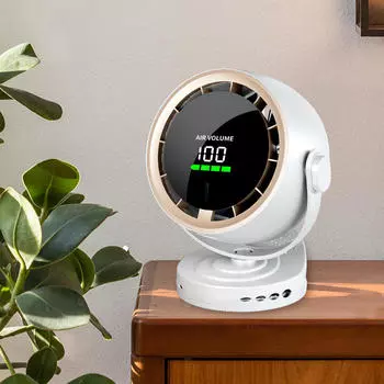 Настольный вентилятор, портативный вентилятор, тихий, цифровой дисплей, настольное воздушное охлаждение для путешествий на открытом воздухе белый