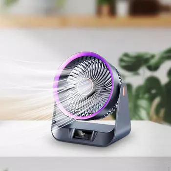 Настольный вентилятор с таймером, 5 скоростей, быстрое охлаждение, удобный циркулятор воздуха, зарядка через USB серый