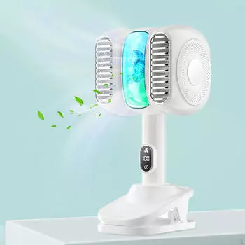 Настольный вентилятор с зажимом, 5 скоростей, бесшумный, работает от USB, охлаждение для дома, кровати White