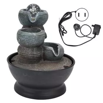 Настольный водный фонтан для помещений со светодиодной подсветкой, фонтан-водопад в виде шара для украшения домашнего офиса