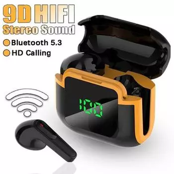 Настоящая беспроводная гарнитура Bluetooth5.3, 9D HIFI звуковые наушники, мини-наушники-вкладыши Bluetooth 5.3, гарнитура для вождения с громкой связью и микрофоном чёрный