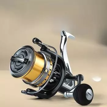 Настоящая цельнометаллическая спиннинговая катушка для ловли рыбы на большие расстояния в море и на камнях Full Metal, Eva Grip, 1000 чёрный/золотой