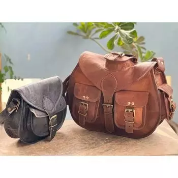 Настоящая козья кожа винтажная женская сумка-мессенджер через плечо Бесплатная черная сумка-кошелек 10 x 13 x 3/9 x 7 x 3 in коричневый/чёрный