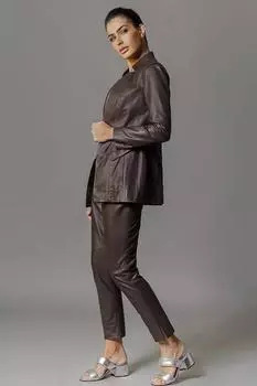 Настоящая овчина кожа коричневый стильный блейзер подлинный ручной работы женские пуговицы S коричневый