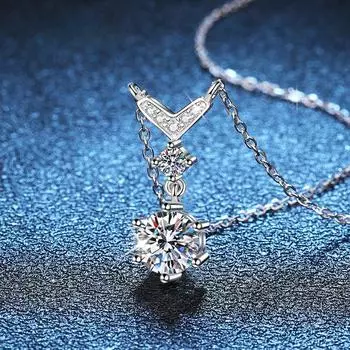 Настоящая подвеска «рыбий хвост» Moisanne D, цвет, 1 карат, ожерелье из стерлингового серебра 925 пробы, женский свадебный подарок, роскошные ювелирные изделия для помолвки