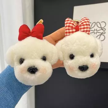 Настоящая шерсть, милый щенок, автомобильный брелок, кулон, плюшевая кукла, сумка Тедди Бишон, подвесной подарок на день рождения