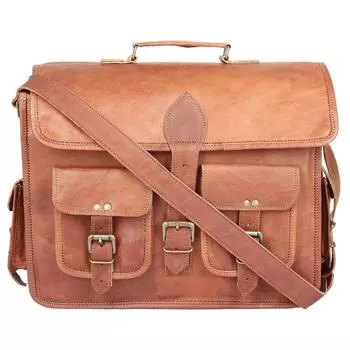 Настоящая винтажная козья кожа Женская сумка-мессенджер для ноутбука НОВАЯ сумка 18 x 14 x 6 in коричневый