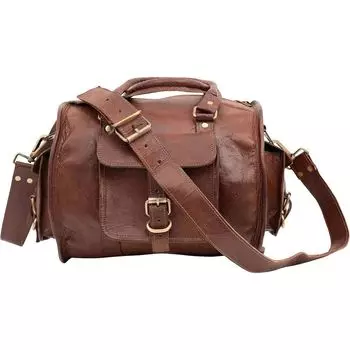 Настоящая винтажная мужская дорожная сумка для спортивного зала, дорожная сумка для ручной клади, насыщенный коричневый цвет 12 x 10 x 10 in коричневый