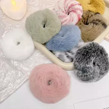 Настоящая выдра из кроличьей шерсти, петля для волос с толстой кишкой, резинки для волос для женщин, эластичные петли для волос, модные аксессуары для волос