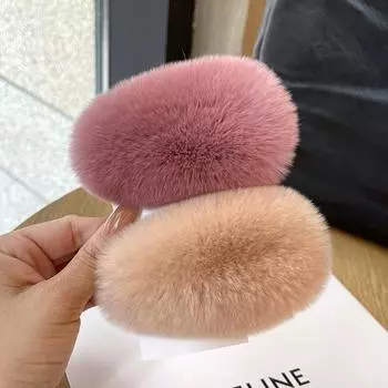 Настоящая выдра, кроличья шерсть, большие заколки для волос, открытка для волос, корейская супер фея, плюшевое украшение для волос, милый меховой зажим с краями карты