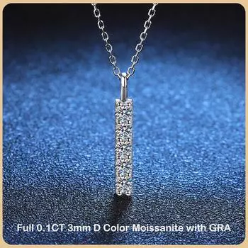 Настоящее 0,1CT 3 мм полное ожерелье с подвеской из муассанита для женщин S925 стерлингового серебра с бриллиантами на шею цепочка ожерелья изящные ювелирные изделия 0.5cttw Moissanite