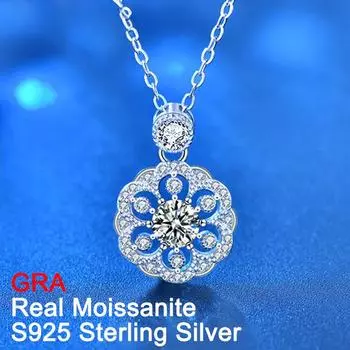 Настоящее 0,5 карата D цвет муассанит ожерелье кулон для женщин Одежда высшего качества 100% стерлингового серебра S925 ювелирные изделия на шею