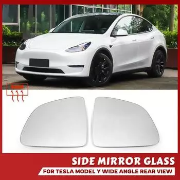 Настоящее 1000R 1 пара боковых стеклянных линз заднего вида для Tesla Model Y Model Y 2019 2020 2025 Wide View Anti Glare ModelY Wing