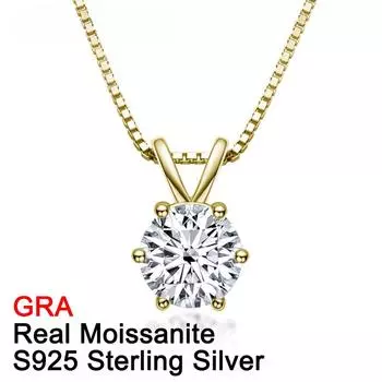 Настоящее 1-каратное муассанитовое ожерелье для женщин, 18-каратное позолоченное серебро S925, свадебная цепочка с бриллиантами, ювелирные изделия на шею