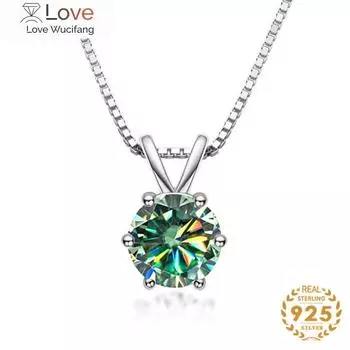 Настоящее 1-каратное муассанитовое ожерелье с подвеской, модная цепочка на ключицу из стерлингового серебра 925 пробы, женская сверкающая свадебная бижутерия в подарок