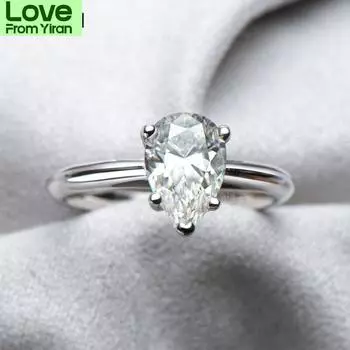 Настоящее 2-каратное кольцо с муассанитом D-цвета для женщин, 100% стерлинговое серебро 925 пробы, свадебное, юбилейное, сверкающее кольцо, женские ювелирные изделия 10