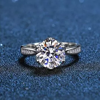 Настоящее 3-каратное обручальное кольцо с муассанитом для женщин, стерлинговое серебро, круглые бриллиантовые обручальные кольца-пасьянсы с бриллиантами, в комплекте коробка 12