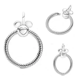 Настоящее 925 Серебряное Подвесное О-Образное Подвесное Ожерелье из стерлингового серебра с подвеской в виде мыши, подходит для оригинального ожерелья, самодельное ювелирное украшение, женский подарок