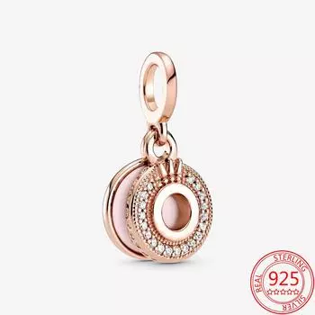 Настоящее 925 стерлингового серебра сверкающий Pav Rose корона O подвеска шарм подходит для брендовых браслетов и ожерелий ювелирные аксессуары