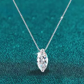 Настоящее D Цвет 5*10 мм 1 карат Маркиза Муассанит Ожерелье Для Женщин Стерлингового Серебра S925 Лабораторная Алмазная Коробка Цепи Ювелирные Изделия