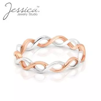 Настоящее кольцо из розового/белого золота 14 карат из стерлингового серебра 925 пробы, кольцо Eternity Infinity Promise, подарок для подруги