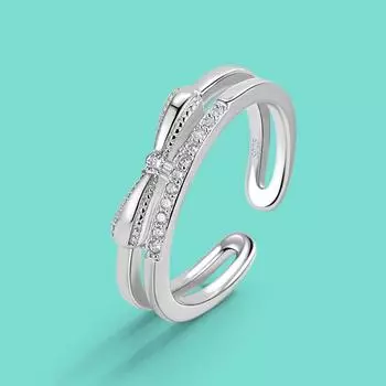 Настоящее кольцо из стерлингового серебра 925 пробы для женщин, открытое кольцо с цирконом CZ, очаровательное ювелирное изделие, обручальное кольцо, регулируемое