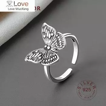 Настоящее кольцо из стерлингового серебра 925 пробы с геометрической формой бабочки, минималистское, изящное ювелирное украшение для женщин, подарок на вечеринку Resizable белый