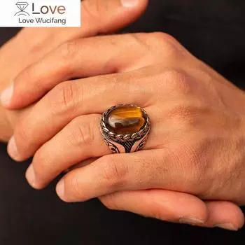 Настоящее натуральное кристаллическое кольцо с желтым тигровым глазом, кольцо с кристаллами для мужчин и женщин, энергетические ювелирные изделия из камня оптом 13 красно-коричневый