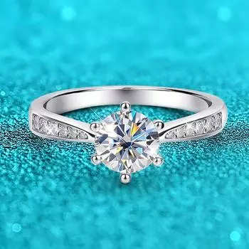 Настоящее обручальное кольцо с муассанитом 0,5-3 карата для женщин, стерлинговое серебро, круглые блестящие бриллиантовые пасьянсы, обручальные кольца, подарок 5.5