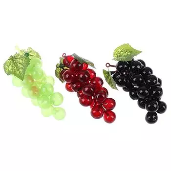 Настоящее прикосновение Искусственные фрукты Виноград Пластиковые украшения для дома и сада Свадебная вечеринка темно-фиолетового