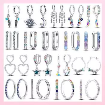 Настоящее серебро 925 пробы, красочные серьги-кольца с цирконием, женские серьги в форме сердца, свадебная вечеринка, помолвка, подарок на годовщину