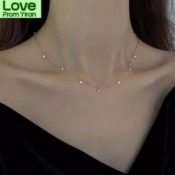 Настоящее серебро 925 пробы, круглое колье с геометрическим узором, ожерелье для модных женщин, минималистичные ювелирные изделия, милые аксессуары, подарок 40cm золотой