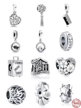 Настоящее серебро 925 пробы Love Spacer Diy Шарм подходит для оригинального браслета Изготовление модных ювелирных изделий своими руками для женщин