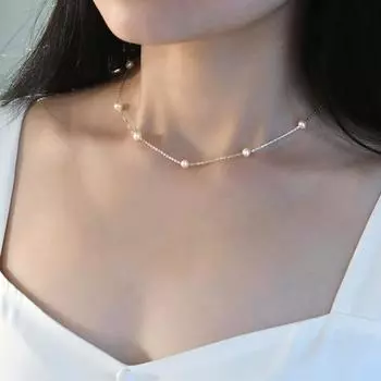 Настоящее серебро 925 пробы, ожерелье из натурального пресноводного жемчуга, ювелирные изделия для женщин, свадебный подарок 40cm белый