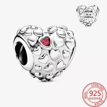 Настоящее серебро 925 пробы, подвеска «Мама на миллион сердец», подходит для оригинального модного браслета и браслета, ювелирные изделия своими руками для матери, подарок
