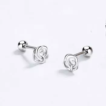 Настоящее серебро 925 пробы, полые розы, бусины, серьги-гвоздики для женщин, милые изящные ювелирные изделия, минималистичные аксессуары