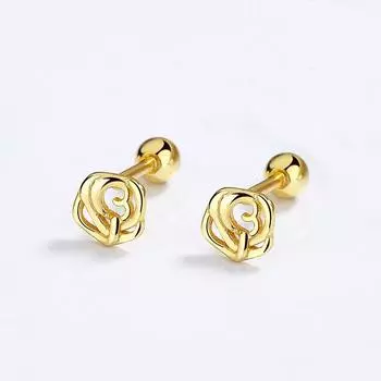 Настоящее серебро 925 пробы, полые розы, бусины, серьги-гвоздики для женщин, милые изящные ювелирные изделия, минималистичные аксессуары