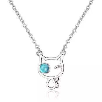 Настоящее серебро 925 пробы с кристаллами в виде животных, кошек, подвеска-чокер, ожерелье для девушек и женщин, свадебные украшения для вечеринок