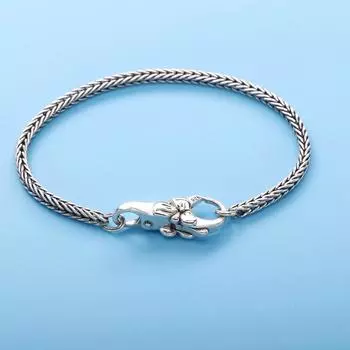 Настоящее серебро 925 пробы, серый браслет в винтажном стиле для унисекс, европейские популярные ювелирные изделия DIY, браслет с пряжкой сливового цвета 16cm