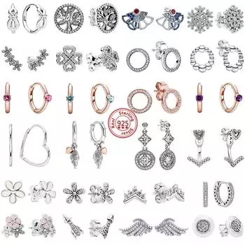 Настоящее серебро S925, большое сердце, циркон, цветы, семейное дерево, серьги для женщин, модные оригинальные серебряные серьги, ювелирные изделия, подарок