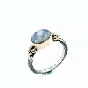 Настоящее серебряное кольцо ручной работы из натурального лунного камня