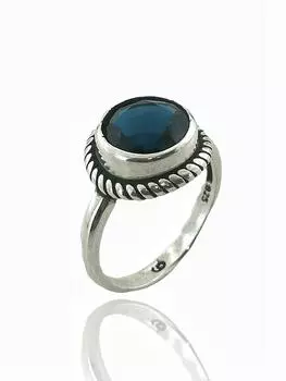 Настоящее серебряное кольцо высшего качества с сапфиром 925 пробы