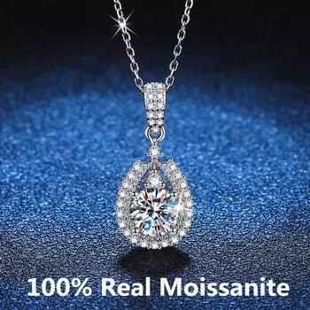 Настоящее сертифицированное муассанитовое ожерелье, кулон, 1 карат, VVS, стерлинговое серебро, женское роскошное свадебное, помолвочное, вечерние, подарок, Высокое ювелирное искусство Zircon