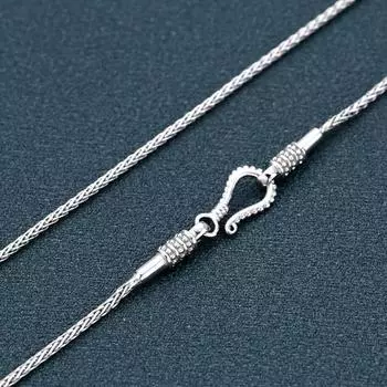 Настоящее твердое серебро S925, ювелирные изделия в стиле ретро, ручное плетение, 1,5 мм, модная пеньковая веревка, индивидуальное мужское и женское ожерелье 45cm